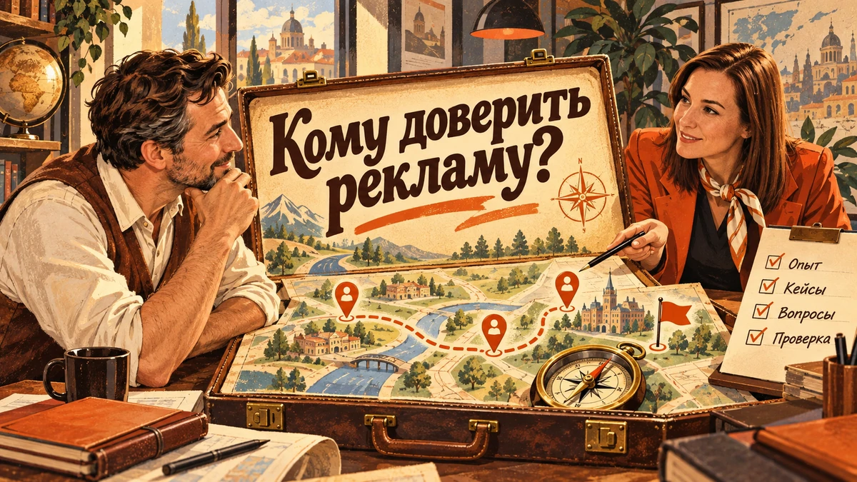 Как выбрать специалиста по Директу: вопросы и проверка — иллюстрация с надписью «Кому доверить рекламу?»