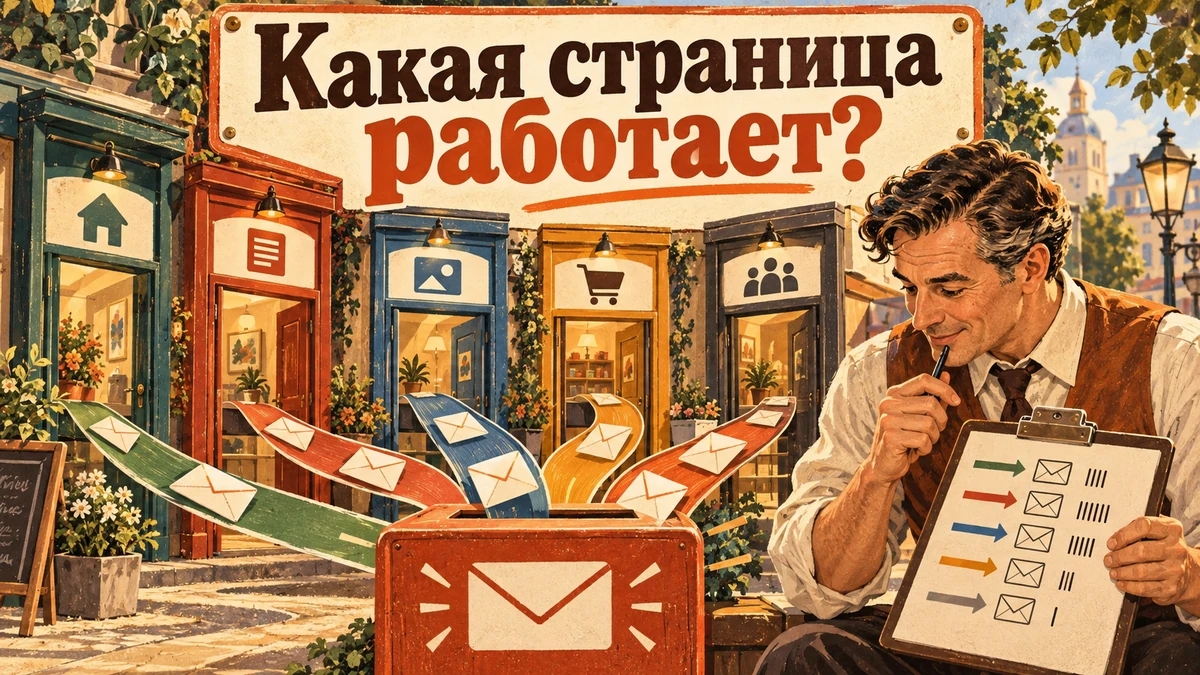 Какая страница сайта приносит заявки: как это узнать — иллюстрация с надписью «Какая страница работает?»