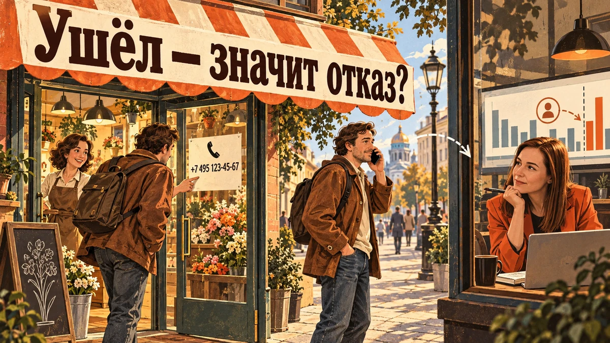 Отказы в&nbsp;Метрике: когда это проблема, а&nbsp;когда норма&nbsp;— иллюстрация с&nbsp;надписью «Ушёл&nbsp;— значит отказ?»