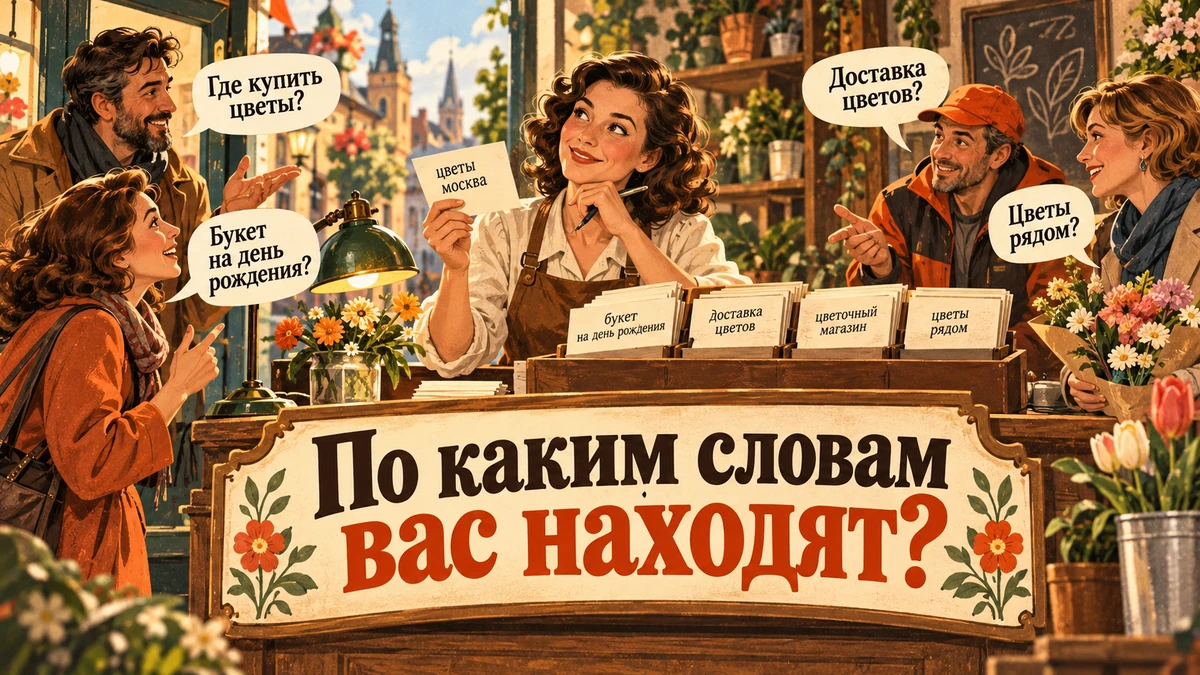 Как&nbsp;бесплатно смотреть, по&nbsp;каким запросам находят сайт&nbsp;— иллюстрация с&nbsp;надписью «По&nbsp;каким словам вас находят?»