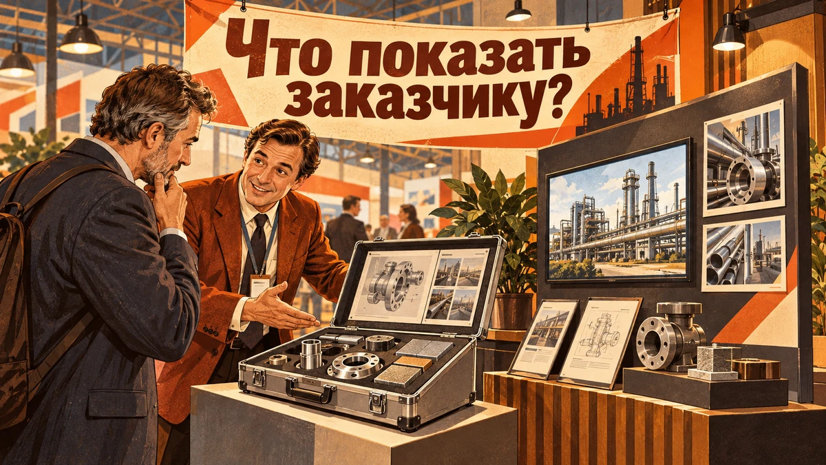 Презентация компании или сайт: что нужно B2B-продажам — иллюстрация с надписью «Что показать заказчику?»
