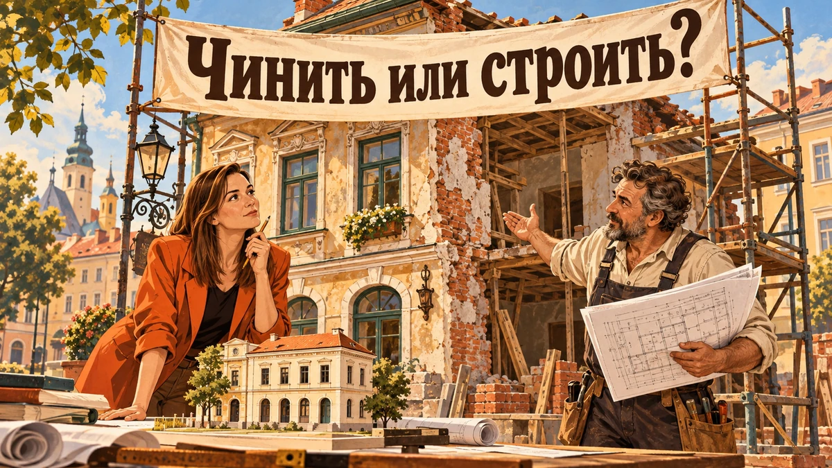 Дизайнер оценивает старое здание и&nbsp;сравнивает ремонт с&nbsp;новым строительством.