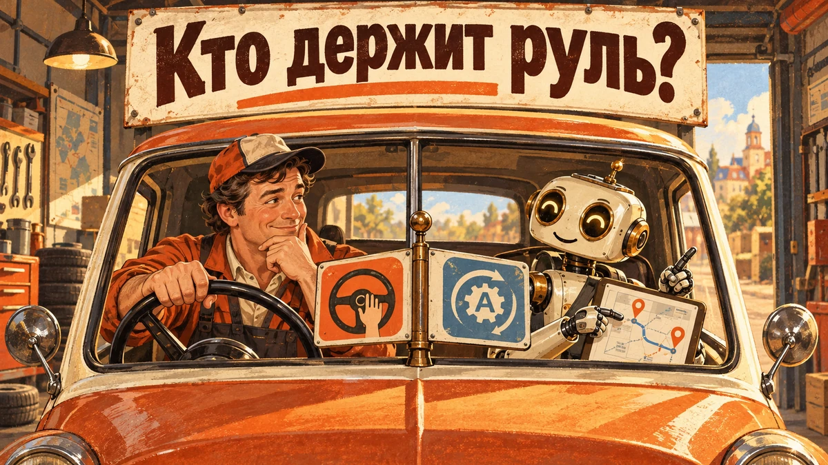Ручное управление ставками или автостратегия: что выбрать — иллюстрация с надписью «Кто держит руль?»