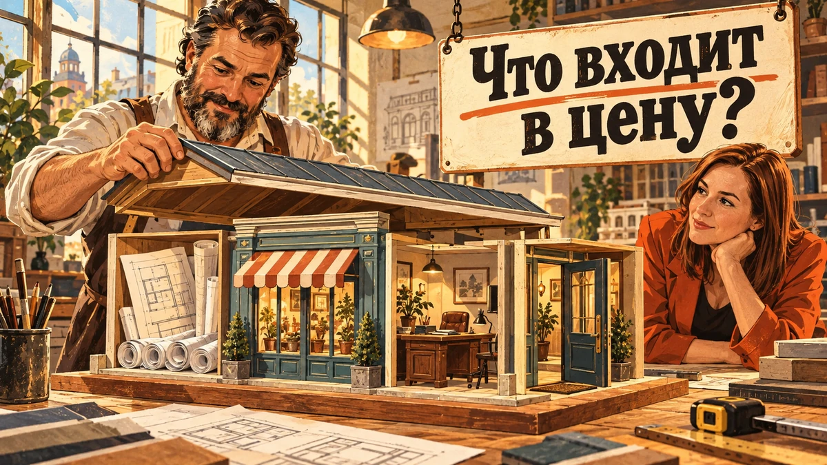 Мастер показывает, из&nbsp;каких частей складывается готовый сайт, на&nbsp;модели здания.