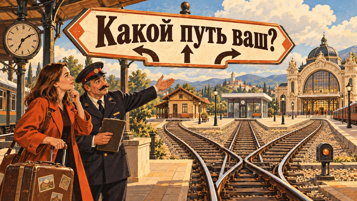Предпринимательница выбирает один из&nbsp;трёх путей на&nbsp;железнодорожной станции.